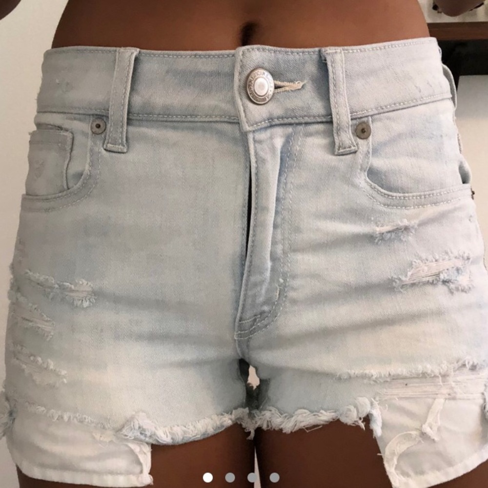 American Eagle Light Wash High Waisted Denim Short